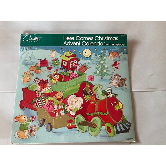 Vintage Carlton Cards Here Comes Christmas Advent Calendar with Envelope New - Picture 1 of 5